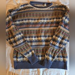 Crossings L Blue, green, red, yellow vintage cotton crew neck sweater